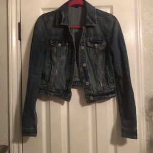 Cropped distressed jean jacket